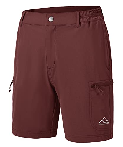 donhobo Damen Cargohose Kurz Schnell Trocknende Sport Shorts Atmungsaktive Jogginghose Outdoor Camping Wandershorts mit Taschen Reißverschluss (Weinrot, L) von donhobo