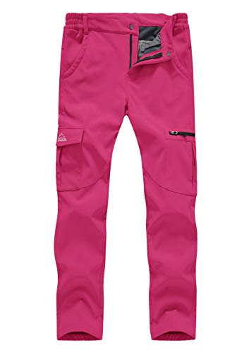 donhobo Damen Gefüttert Winterhose Winddicht Wasserdicht Atmungsaktiv Warm Softshell Hose Outdoor Trekking Wandern Ski Funktionshose Berghose Rosa L von donhobo