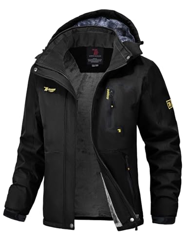 donhobo Damen Jacken Fleecejacke Winterjacke Wasserdicht Atmungsaktiv Verdickt Warm Winddicht Softshelljacke Outdoor Funktionsjacke (Schwarz, XS) von donhobo
