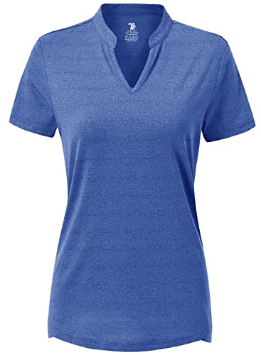 donhobo Damen Kurzärmeliges T-Shirt Mit V-Ausschnitt Klassischer Schnitt Kurzarm Oberteil Sommer Basic Sport Fitness Yoga Casual Tops (Blau, S) von donhobo