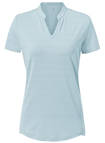 donhobo Damen Kurzarm T-Shirt V-Ausschnitte Casual Tops Sommer Leichte Atmungsaktiv Schnell Trockened Sport Fitness Running Yoga T-Shirts (Grau blau, XXL) von donhobo