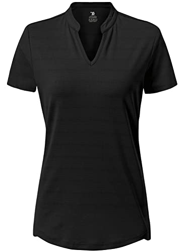 donhobo Damen Kurzarm T-Shirt V-Ausschnitte Casual Tops Sommer Leichte Atmungsaktiv Schnell Trockened Sport Fitness Running Yoga T-Shirts (Schwarz, S) von donhobo