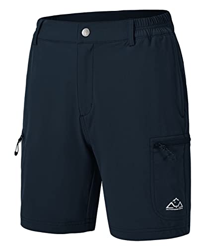 donhobo Damen Kurze Hose Wandern Cargo Shorts Quick Dry Leichte Sommer Outdoor Sportshorts mit Reißverschlusstaschen für Reisen, Golf, Camping (Navy, L) von donhobo