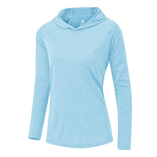donhobo Damen Laufshirt Langarm T-Shirt Sportshirt Atmungsaktiv Training Yoga Shirt Pullover Sweatshirts mit Daumenloch (Aquablau, S) von donhobo