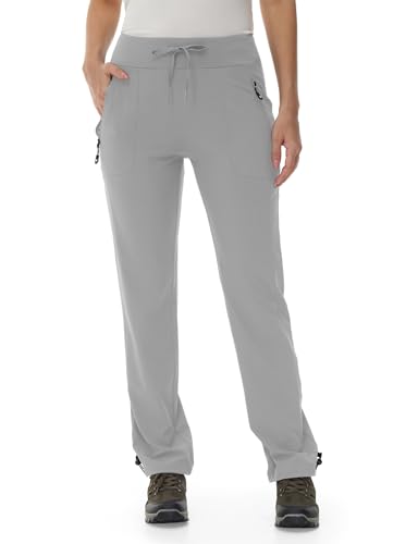 donhobo Damen Outdoor Wanderhose Leichter Quick Dry Wasserdicht Trekkinghose Atmungsaktiv UV-Schutz Camping Reise Jogging Funktionshose Hellgrau XS von donhobo