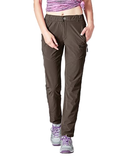 donhobo Damen Outdoor Wanderhose Quick Dry Campinghose Ultraleichter Verschleißfester UV-Schutz Atmungsaktiv Trekkinghose Funktionshose (Braun,L) von donhobo