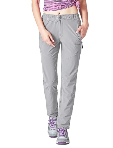 donhobo Damen Outdoor Wanderhose Quick Dry Campinghose Ultraleichter Verschleißfester UV-Schutz Atmungsaktiv Trekkinghose Funktionshose (Grau,L) von donhobo