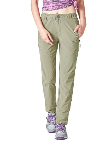donhobo Damen Outdoor Wanderhose Quick Dry Campinghose Ultraleichter Verschleißfester UV-Schutz Atmungsaktiv Trekkinghose Funktionshose (Grün,2XL) von donhobo