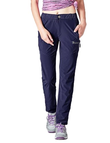donhobo Damen Outdoor Wanderhose Quick Dry Campinghose Ultraleichter Verschleißfester UV-Schutz Atmungsaktiv Trekkinghose Funktionshose (Marine,S) von donhobo