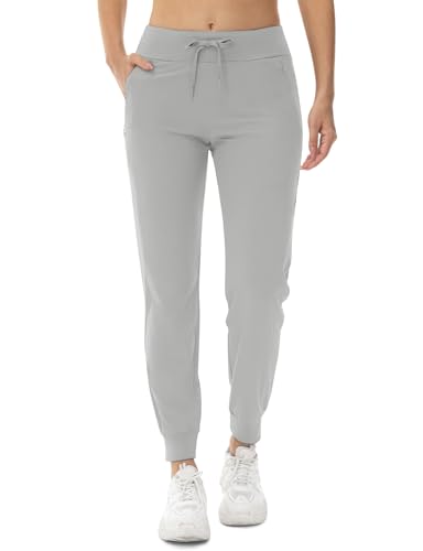 donhobo Damen Outdoorhose Jogginghose Leichter Trekkinghose Wanderhose Schnelltrocken UV-Schutz Sommerhose für Sportlich Freizeit Reise, Hellgrau, XS von donhobo