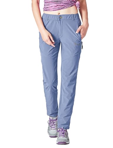 donhobo Damen Outdoorhose Winddicht Wasserabweisend Wanderhose Sommer Schnell Trockend Camping Funktionshose Trekkinghose (Hellblau,M) von donhobo