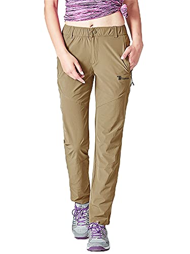 donhobo Damen Outdoorhose Winddicht Wasserabweisend Wanderhose Sommer Schnell Trockend Camping Funktionshose Trekkinghose (Khaki,2XL) von donhobo