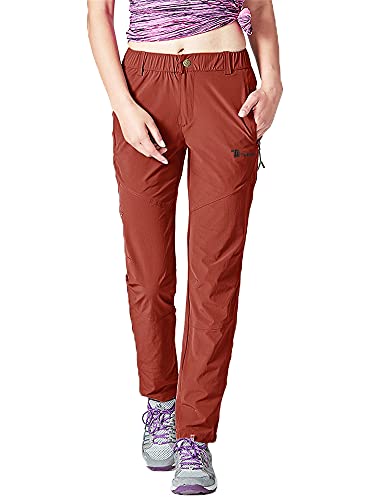 donhobo Damen Outdoorhose Winddicht Wasserabweisend Wanderhose Sommer Schnell Trockend Camping Funktionshose Trekkinghose (Rot,2XL) von donhobo