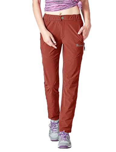 donhobo Damen Outdoorhose Winddicht Wasserabweisend Wanderhose Sommer Schnell Trockend Camping Funktionshose Trekkinghose (Rot,3XL) von donhobo