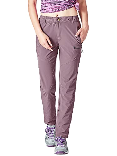 donhobo Damen Outdoorhose Winddicht Wasserdicht Wanderhose Sommer Schnell Trockend Camping Funktionshose Trekkinghose (Grau lila, 2XL) von donhobo