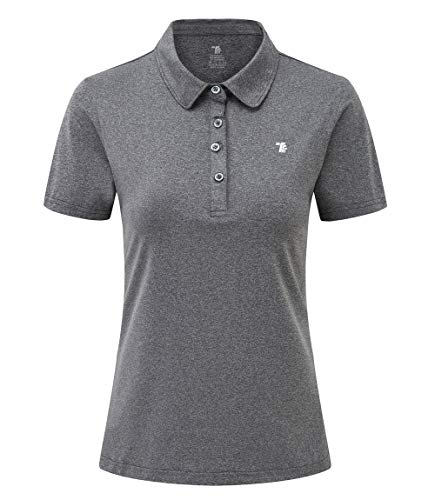 donhobo Damen Poloshirts 4-Knopf T-Shirt Kurzarm Polohemd Outdoor Freizeit Sport Schnelltrocknend Golf Polo Shirt (Grau, S) von donhobo