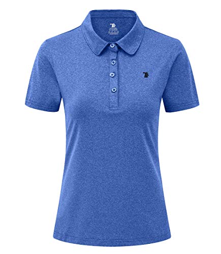 donhobo Damen Poloshirts Sommer Basic Kurzarm Revers T-Shirt Freizeit Sports Polohemd Quick Dry Tennis Golf Polo Shirt (Blue, XL) von donhobo