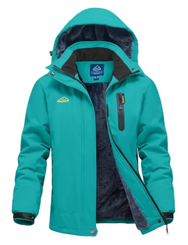 donhobo Damen Skijacke Winter Fleecejacke Wasserdichte Winddichte Warme Fleece Gefütterte Funktions Outdoor Wanderjacke Softshell Jacke mit Abnehmbarer Kapuze, Blau, XL von donhobo