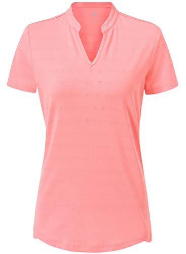 donhobo Damen Sport T-Shirt Running Fitness Shirts Sportbekleidung V Ausschnitt Kurzarm Oberteile Shortsleeve Casual Yoga Top (Rosa, L) von donhobo