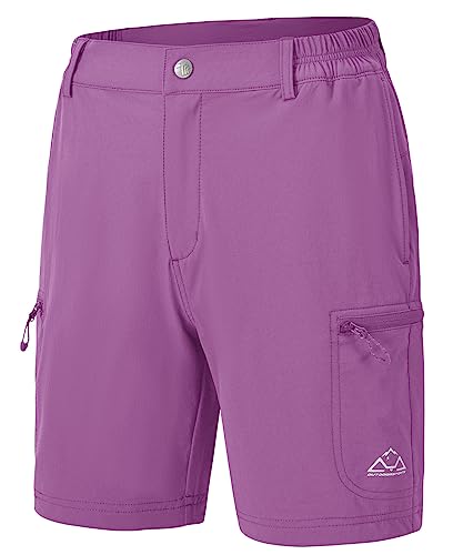 donhobo Damen Sporthose Kurz Laufhose Cargo Shorts Bermuda Stretch Leichte Wanderhose Atmungsaktiv Quick Dry Fitness Kurze Hose (Hellviolett, L) von donhobo