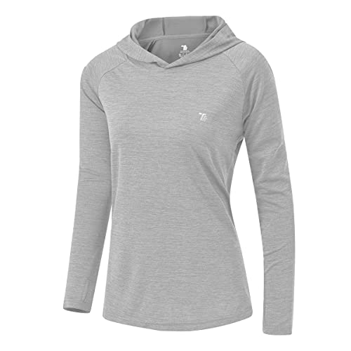 donhobo Damen Sportshirt Langarm Oberteile Atmungsaktiv Schnell trocknend UV Schutz T-Shirts Yoga Training Gym T-Shirts mit Daumenlöcher (Grau, S) von donhobo