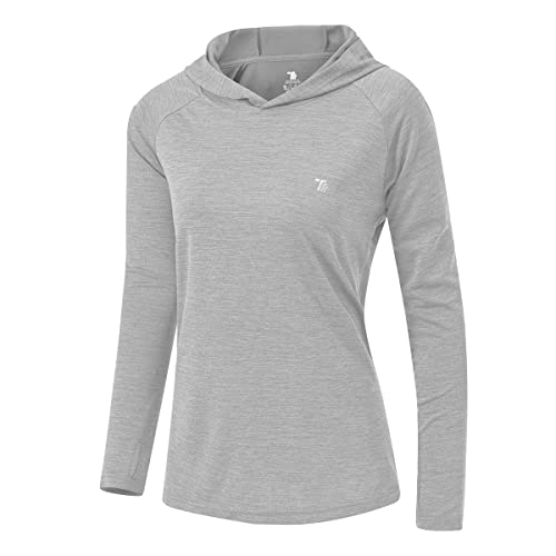 donhobo Damen Sportshirt Langarm Oberteile Atmungsaktiv Schnell trocknend UV Schutz T-Shirts Yoga Training Gym T-Shirts mit Daumenlöcher (Grau, XL) von donhobo