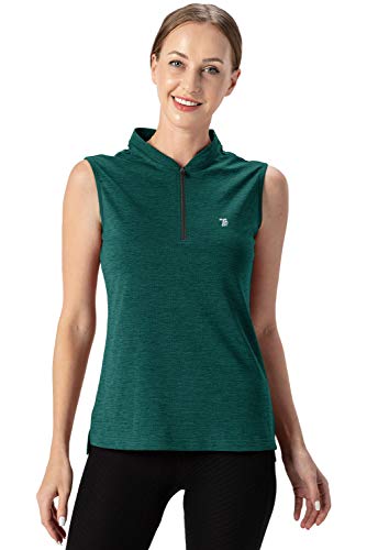 donhobo Damen Sporttop Yoga Tank Top Laufen Fitness Oberteile Atmungsaktive Ärmelloses Training T-Shirt mit 1/4 Reißverschluss (Grün, XS) von donhobo