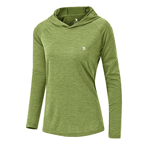 donhobo Damen UPF 50+ Sonnenschutz Hoodie Shirt Leichtgewicht Langarm Angeln Wandern Outdoor Sports Shirt (Frucht grün, 2XL) von donhobo