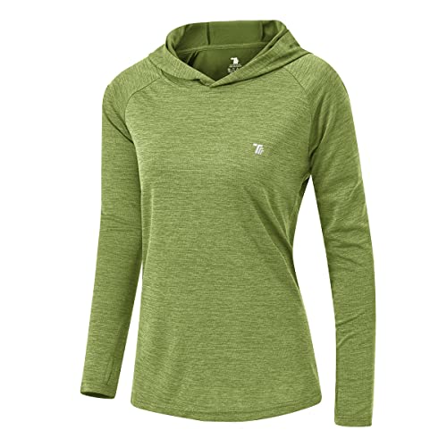 donhobo Damen UPF 50+ Sonnenschutz Hoodie Shirt Leichtgewicht Langarm Angeln Wandern Outdoor Sports Shirt (Frucht grün, M) von donhobo