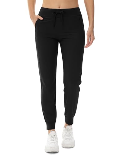 donhobo Damen Outdoorhose Jogginghose Leichter Trekkinghose Wanderhose Schnelltrocken UV-Schutz Sommerhose für Sportlich Freizeit Reise, Schwarz, S von donhobo