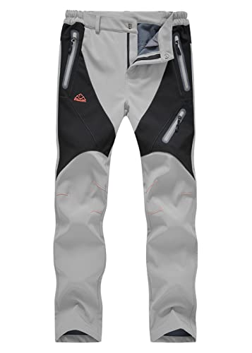donhobo Damen Wanderhose Wasserdicht Softshellhose Outdoorhose Winddicht Warm Gefüttert Winter Skihose Snowboardhose Trekkinghose Funktionshose Hellgrau XL von donhobo