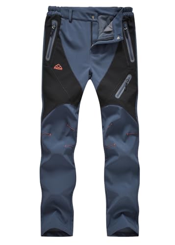 donhobo Damen Wanderhose Wasserdicht Softshellhose Outdoorhose Winddicht Warm Gefüttert Winter Trekkinghose Campinghose Sport Freizeithose (Grau, M) von donhobo