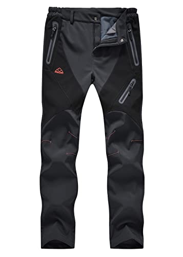 donhobo Damen Wanderhose Wasserdicht Softshellhose Outdoorhose Winddicht Warm Gefüttert Winterhose Trekkinghose Skihose Funktionshose Dunkelgrau 2XL von donhobo