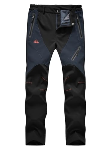 donhobo Damen Wanderhose Wasserdicht Softshellhose Outdoorhose Winddicht Warm Gefüttert Winterhose Trekkinghose Skihose Funktionshose Schwarz 2XL von donhobo