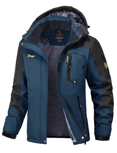 donhobo Damen Wanderjacke Winter Outdoor Mantel Wasserdicht Regenmantel Winddicht Fleecejacken Hooded Skijacken Softshelljacke (Denim blau, L) von donhobo