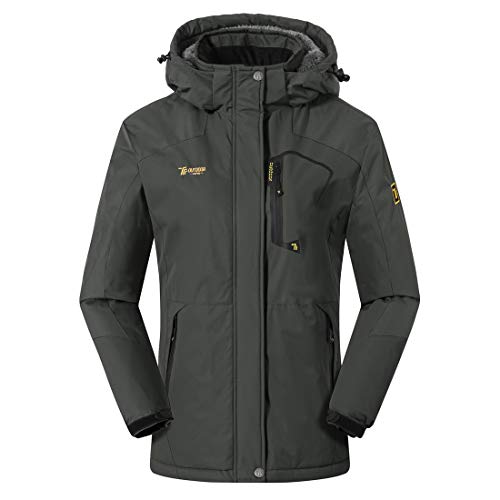 donhobo Damen Wanderjacke Winter Outdoor Mantel Wasserdicht Regenmantel Winddicht Fleecejacken Hooded Skijacken Softshelljacke (Grau, L) von donhobo