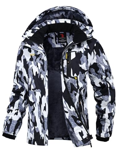 donhobo Damen Winter Softshelljacke Fleece Funktionsjacke Warme Outdoor Jacke Wasserabweisende Wanderjacke Gefüttert Skijacke Winddicht Trekkingjacke (Camouflage, L) von donhobo