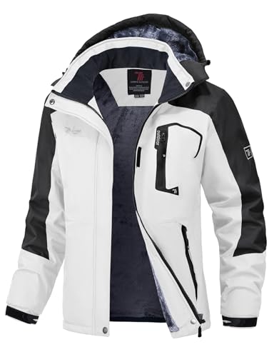donhobo Damen Winter Softshelljacke Fleece Funktionsjacke Warme Outdoor Winddicht Wanderjacke Gefüttert Skijacke Trekkingjacke (Weiß schwarz, XXL) von donhobo