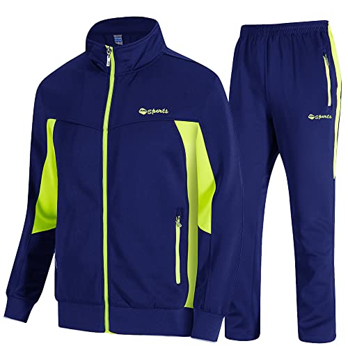 donhobo Fußball Trainingsanzug Herren Langarm-Sportbekleidung Atmungsaktives Sporttraining Fitness Laufanzug Jogginganzug Anzug Sporthose (02blau grün, XL) von donhobo