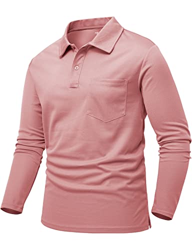 donhobo Golf Shirt Herren Atmungsaktiv Quick Dry Sommer Tshirt Leicht Outdoorshirt Langarm Polo Oberteil Für Running Funktion Shirt, Graurosa, 3XL von donhobo