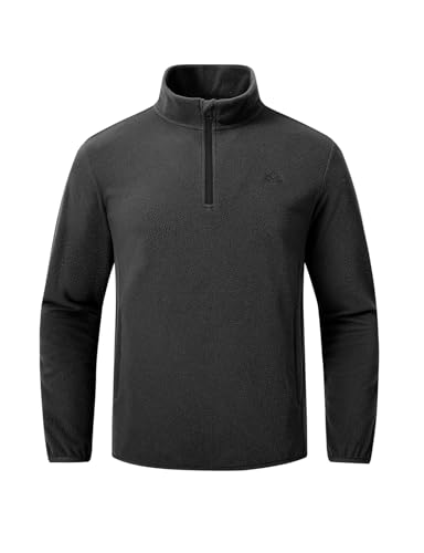donhobo Herren Fleece Pullover Warmes Atmungsaktiv Microfleece Sweatshirt Half Zip Fleecepullover für Herbst und Winter Fleecejacken mit Taschen (Dunkelgrau, L) von donhobo
