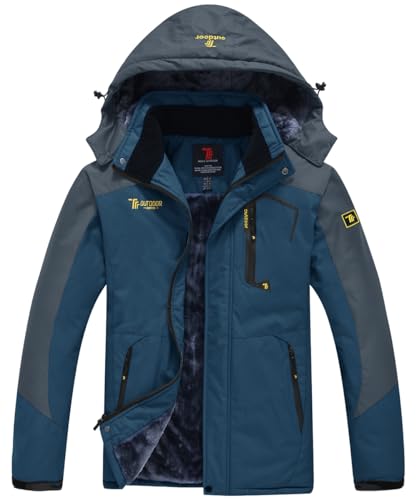 donhobo Herren Fleecejacke Winter Warm Outdoorjacke Skijacke Winddichte Wasserdicht Softshelljacke Regenmantel Funktionsjacke (Denim Blau,XXL) von donhobo