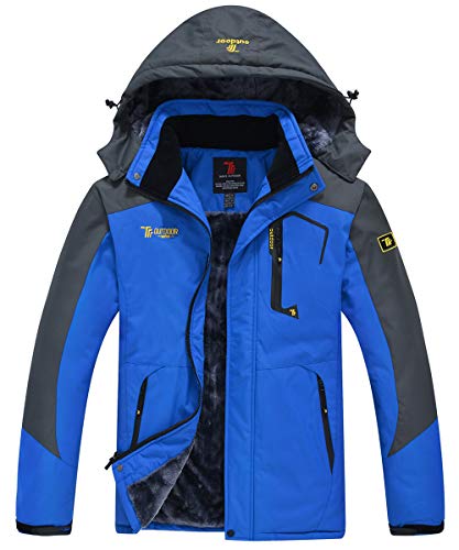 donhobo Herren Fleecejacke Winter Warm Softshelljacke Outdoor Skijacke Winddichte Wasserdicht Atmungsaktiv Regenmantel Funktionsjacke(Blau,L) von donhobo