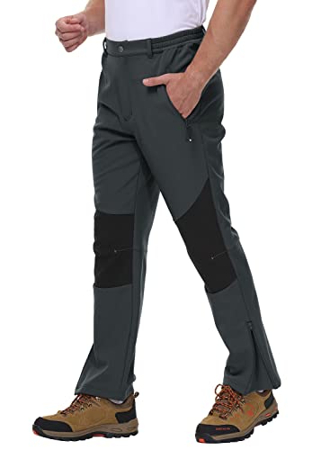 donhobo Herren Gefüttert Winterhose Winddicht Warm Wanderhose Wasserdicht Softshellhose Herbst Winter Outdoorhose Funktionshose (Dunkelgrau, 36) von donhobo