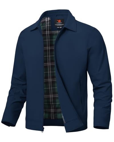 donhobo Herren Jacke Leichte Freizeit Übergangsjacke Sommer Bomberjacke Outdoor Sportjacke Full Zip Up Blousonjacke mit Innentasche, Marine, XL von donhobo