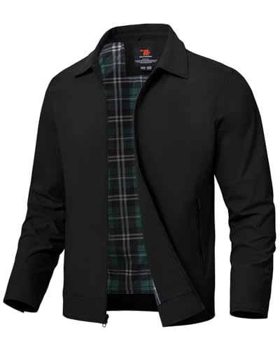 donhobo Herren Jacke Leichte Übergangsjacke Sommer Freizeit Bomberjacke Full Zip Up Outdoorjacke Frühling Herbst Windbreaker mit Reißverschlusstaschen Schwarz M von donhobo