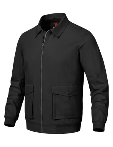 donhobo Herren Jacken Leichte Bomberjacke Outdoor Windbreaker Arbeitsjacke Freizeit Blouson Übergangsjacke Cargo Jacke mit Vielen Taschen, Schwarz, L von donhobo