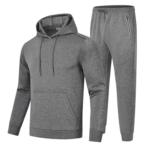 donhobo Herren Jogging Anzug Fußball Trainingsanzug Herbst Sportanzug 2 Teiliges Hip Hop Hoodies Sporthose Freizeitanzug, Dunkelgrau, XXL von donhobo