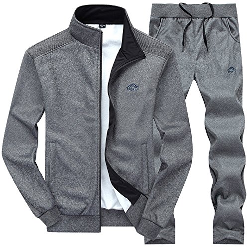 donhobo Herren Jogginganzug Trainingsanzug Sportanzug Fußball Sporthose Hoodie Hose für Gym Warm Tracksuit(01Dunkelgrau,2XL) von donhobo