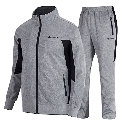 donhobo Herren Jogginganzug Trainingsanzug Sportanzug Fußball Sporthose Hoodie Hose für Gym Warm Tracksuit(02Grau,M) von donhobo